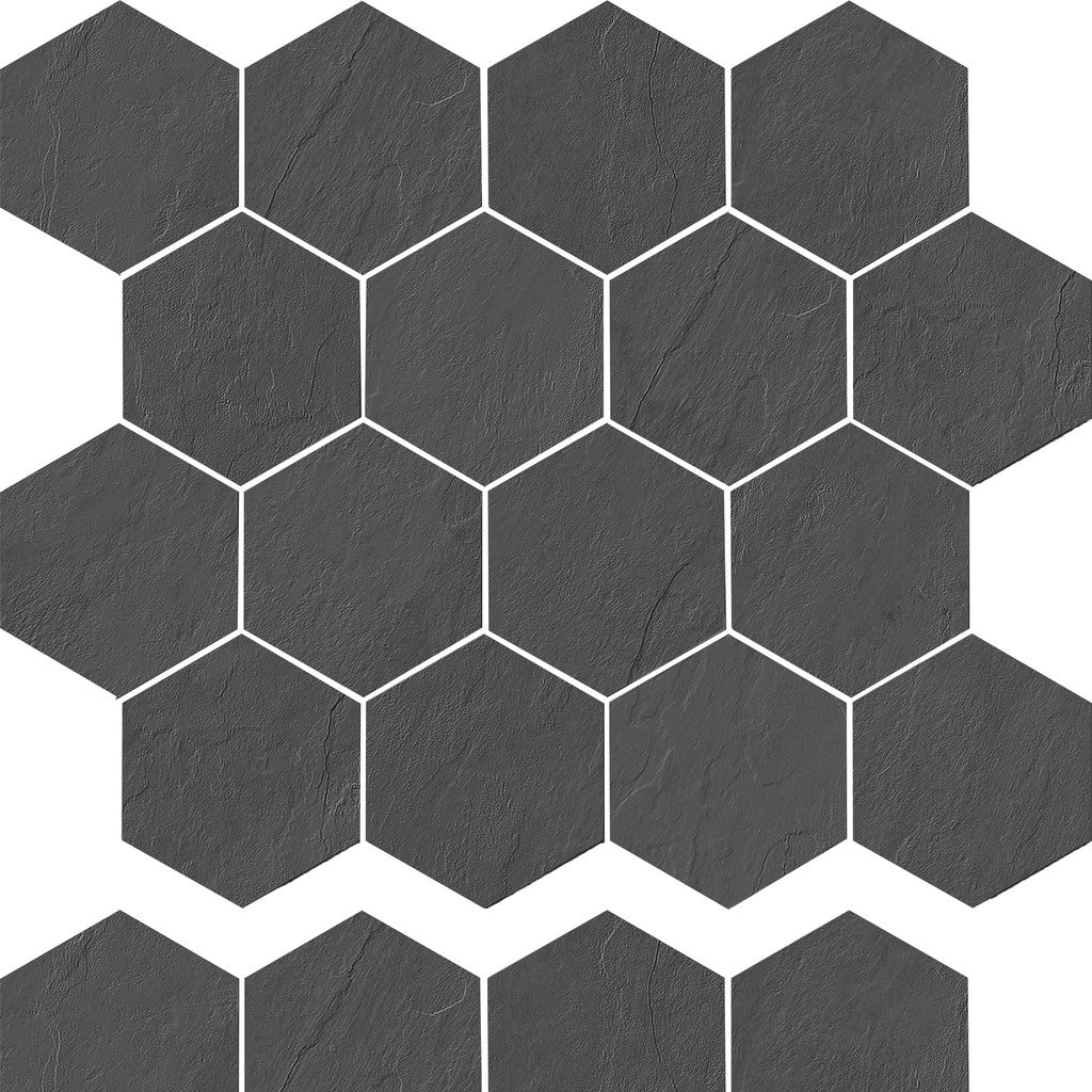 12x10 Hexagon Mosaic Matte / Inkwell
